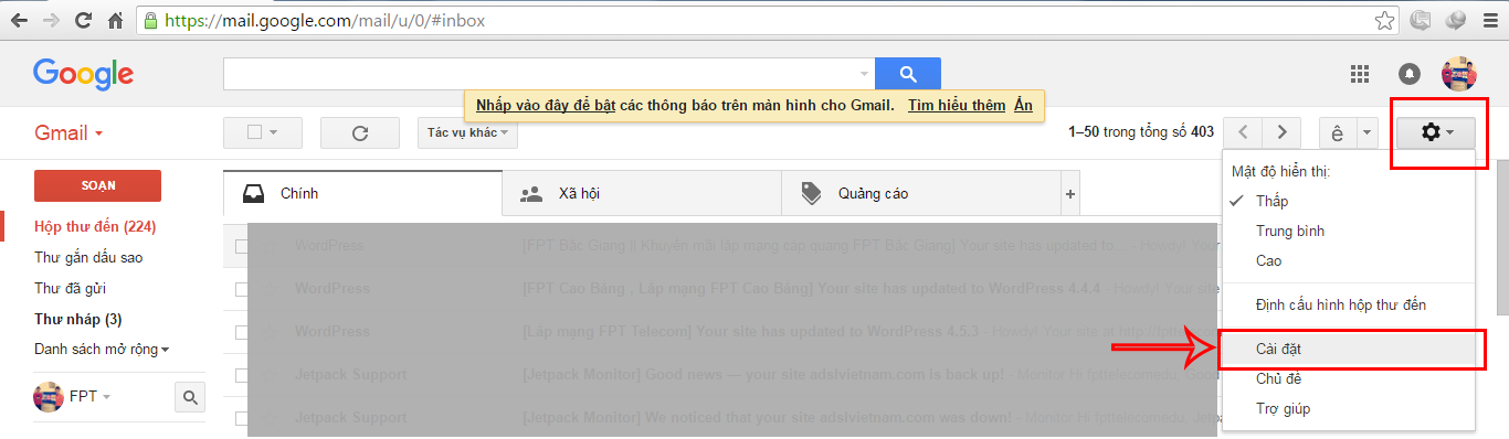 Cài đặt chữ ký trong gmail