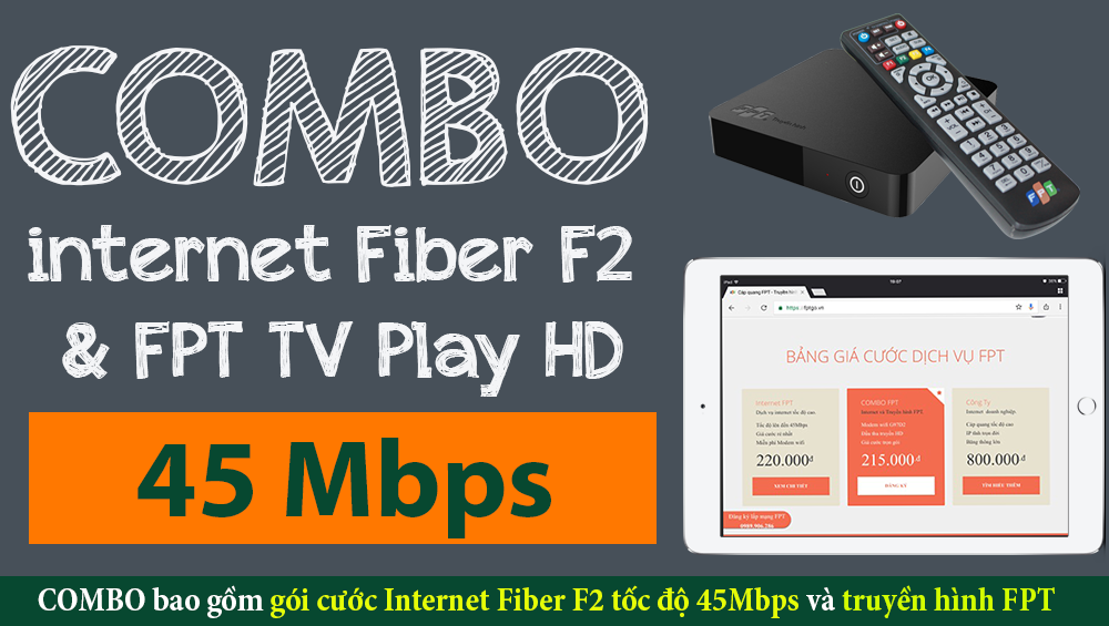 Thông tin gói cước COMBO Internet Fiber F2 và truyền hình FPT