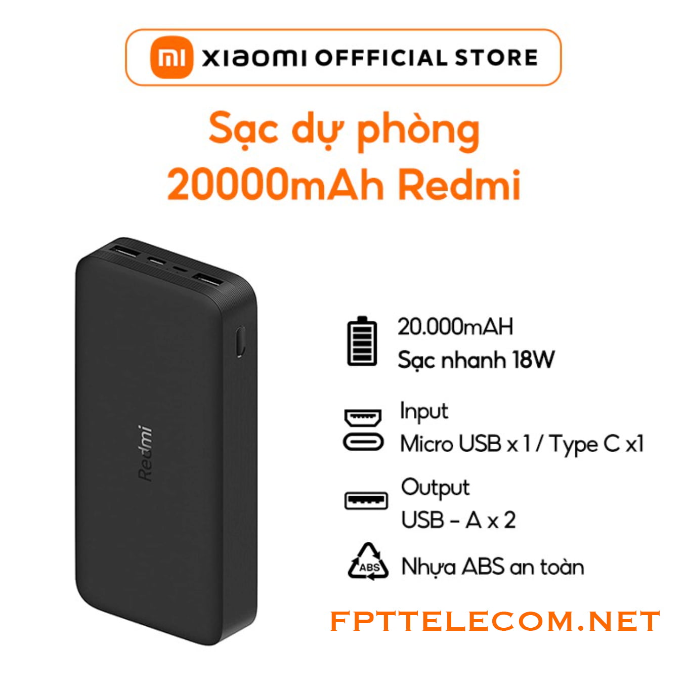 Pin sạc dự phòng Xiaomi Redmi 20000 mAh
