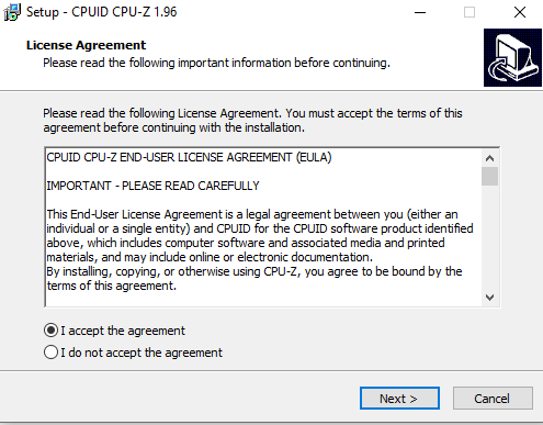 Điều khoản sử dụng phần mềm CPU-z