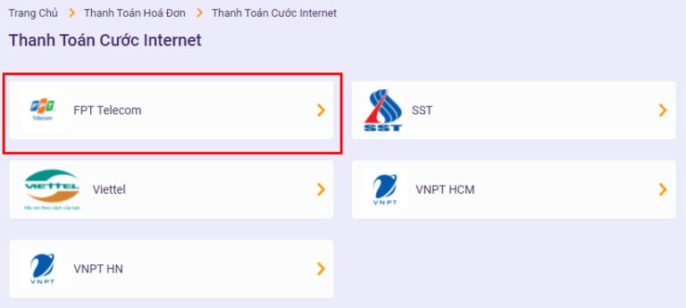 Thanh toán cước Internet FPT