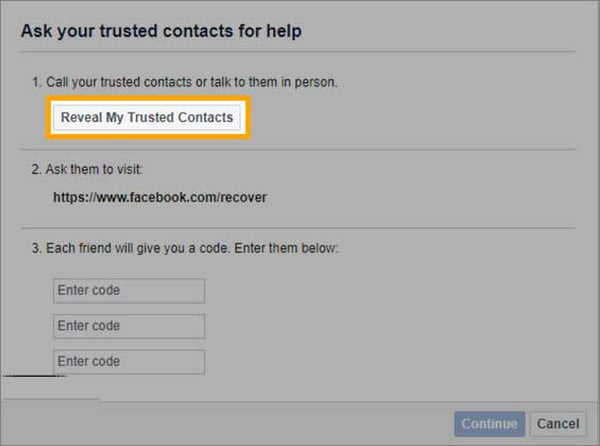 Reveal My Trusted Contacts (công khai các số liên lạc đáng tin cậy của tôi)