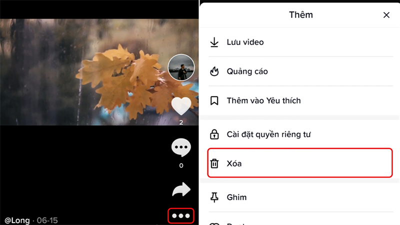 Xóa video tiktok