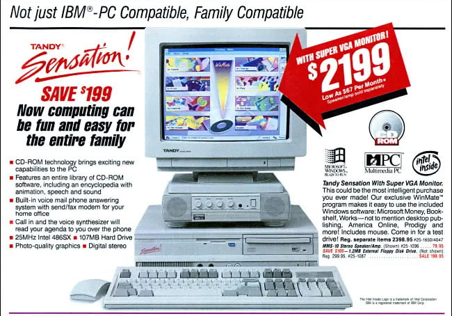 Các máy tính cá nhân như Tandy Sensation (1993) được bán kèm với Windows 3.1.