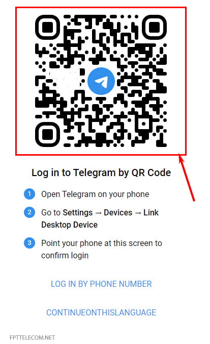 Đăng nhập Telegram web bằng mã QR