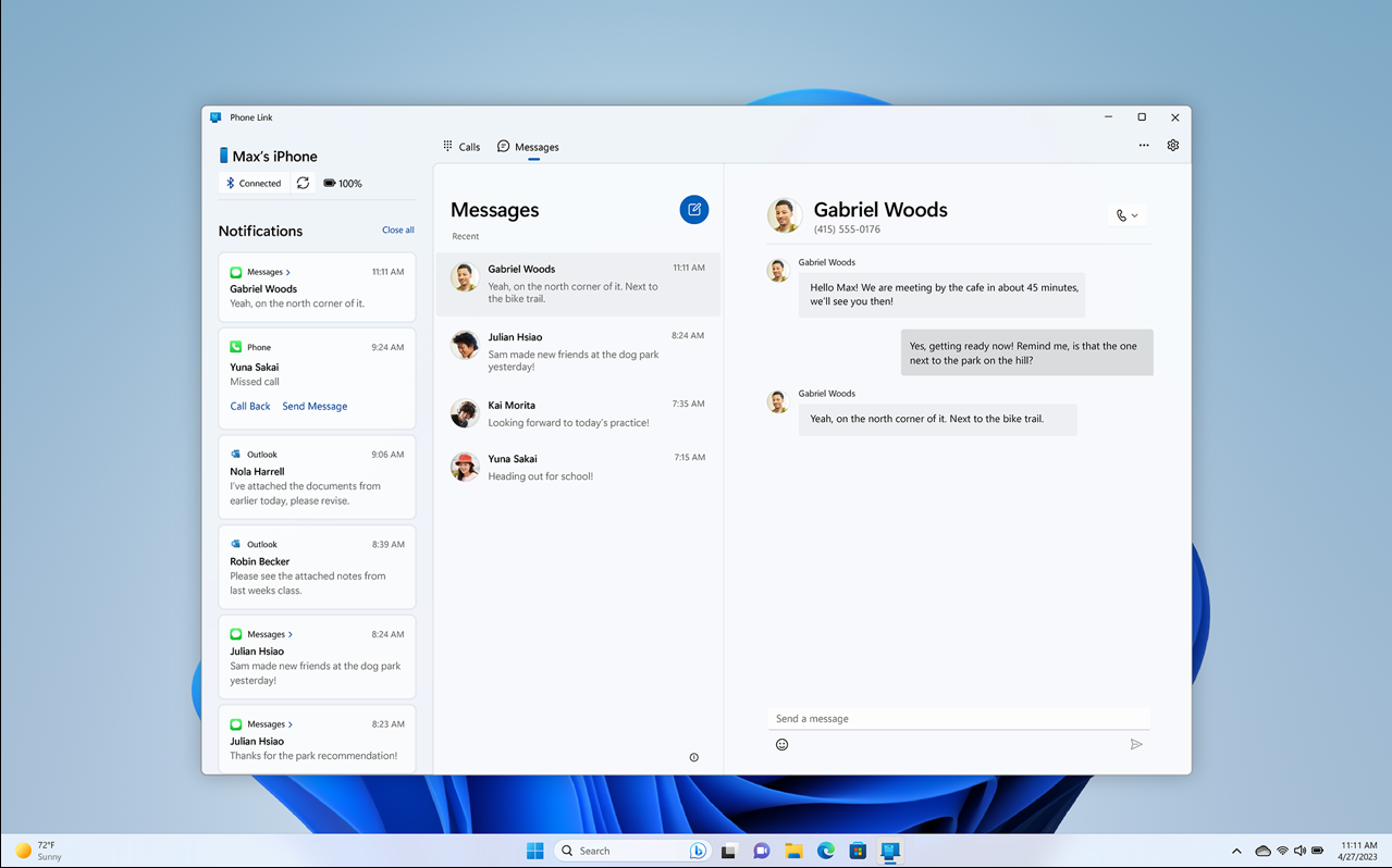 Ảnh này do mấy anh bên Microsoft công khai tính năng kết nối iPhone với WIndows 11