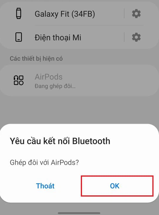 Bước 4: Xác nhận kết nối Bluetooth